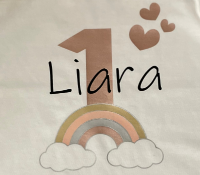 Langarmshirt "1. Geburtstag mit Regenbogen und Wolken“ | personalisiert & handgeplottet