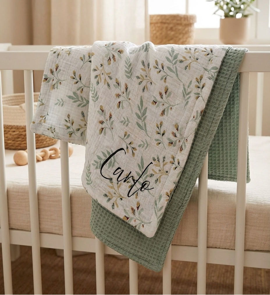 Babydecke Musselin „Willow“ – personalisiert mit Name