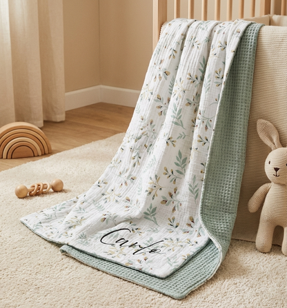 Babydecke Musselin „Willow“ – personalisiert mit Name