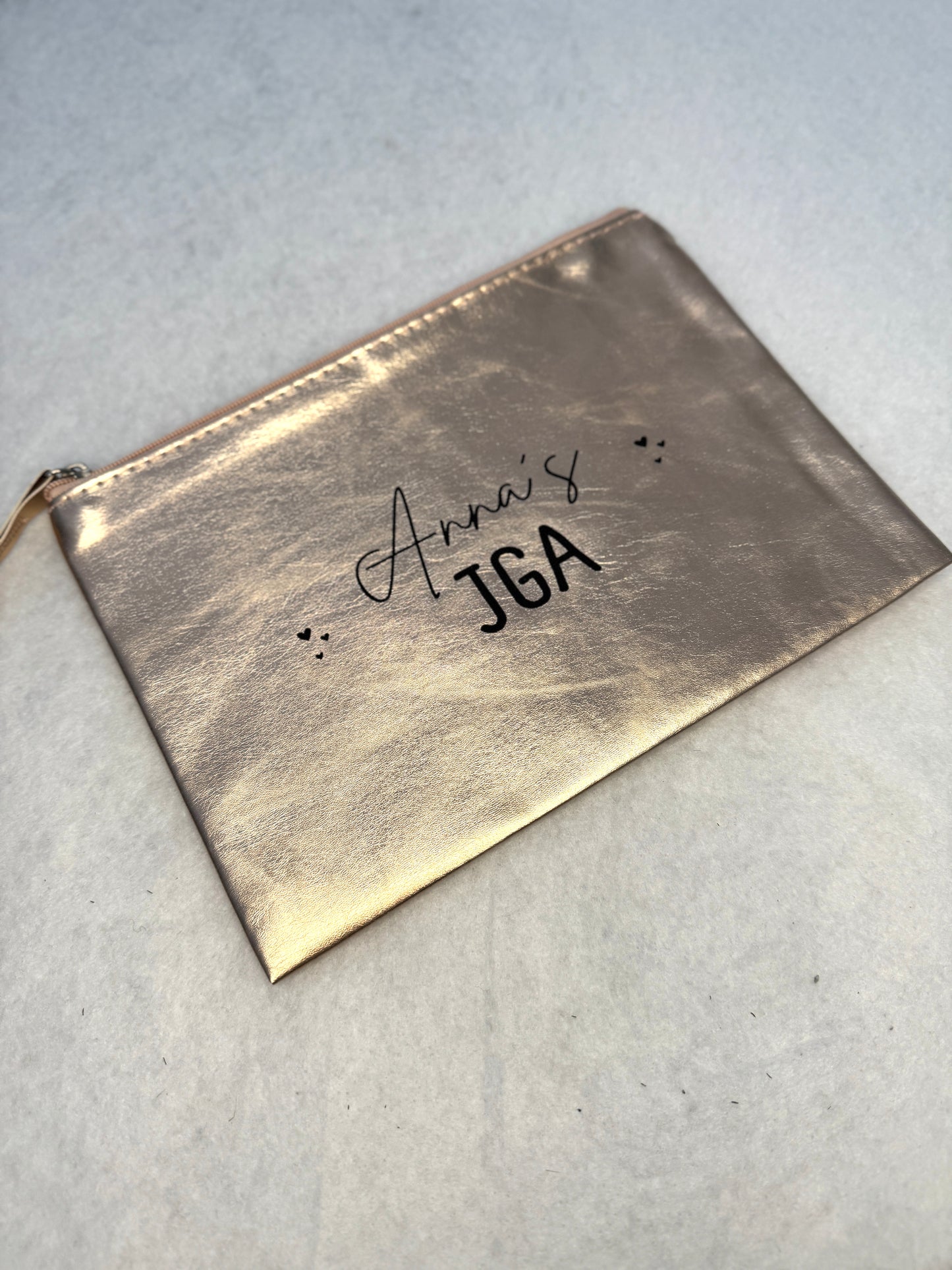 JGA & Hochzeit-Kosmetiktasche PU Metallic | optional personalisierbar mit Name