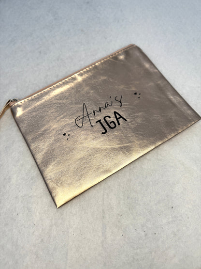 JGA & Hochzeit-Kosmetiktasche PU Metallic | optional personalisierbar mit Name