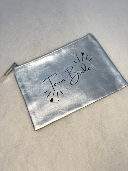JGA & Hochzeit-Kosmetiktasche PU Metallic | optional personalisierbar mit Name