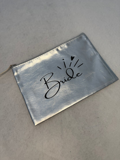 JGA & Hochzeit-Kosmetiktasche PU Metallic | optional personalisierbar mit Name