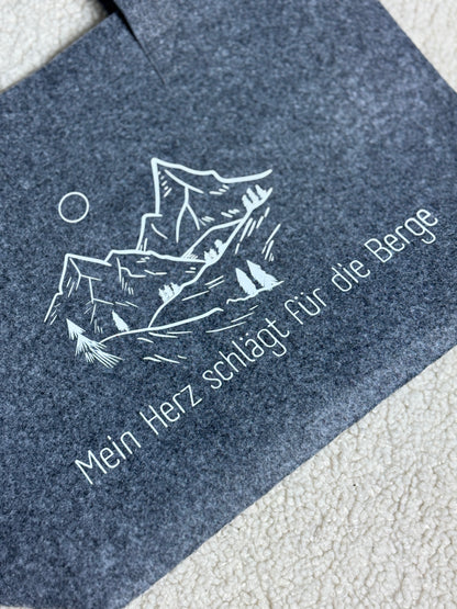 Nachhaltige Filztasche "Mein Herz schlägt für die Berge"