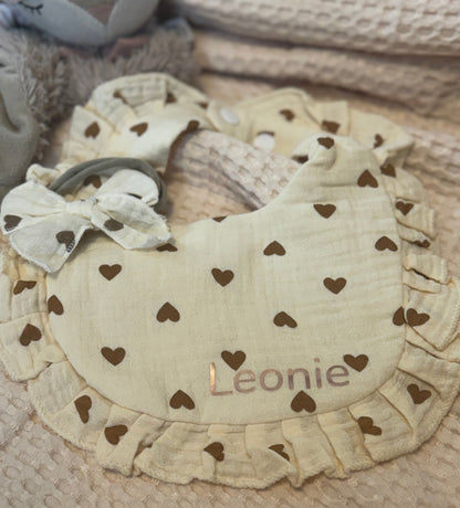 Personalisiertes Baby Latz-Set mit Haarband