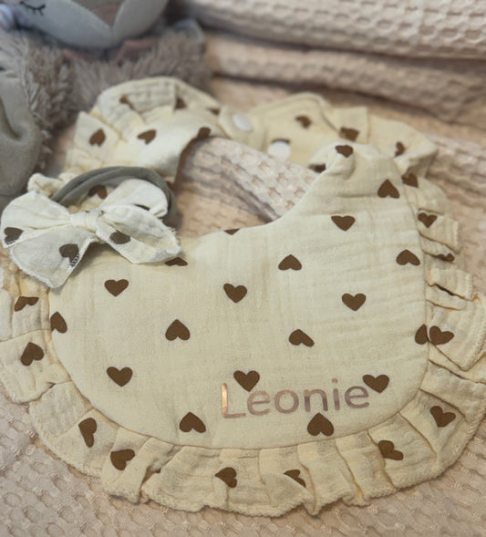 Personalisiertes Baby Latz-Set mit Haarband