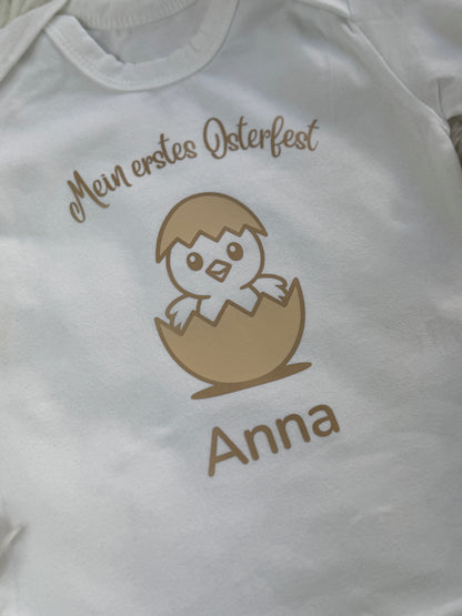 Personalisierter Baby Body Mein erstes Osterfest | Küken im Ei | mit Namen