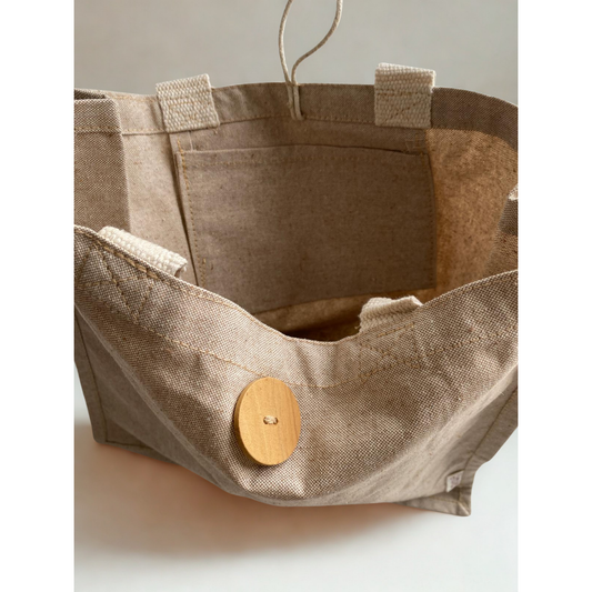 Nachhaltige Baumwolltasche mit Holzknopf "Markttasche"