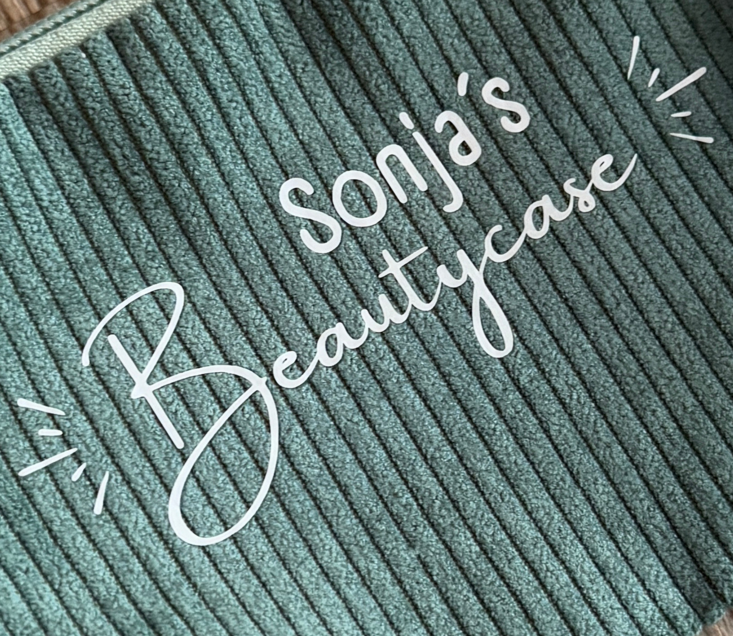 Personalisierte Cord-Kosmetiktasche | Beautycase mit Wunschname | 5 Farben