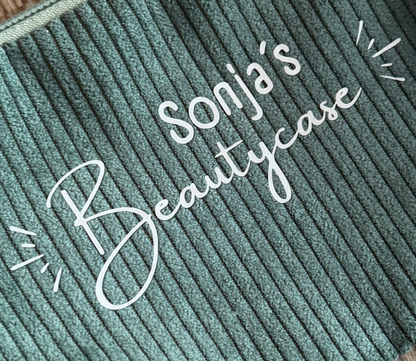 Personalisierte Cord-Kosmetiktasche | Beautycase mit Wunschname | 5 Farben