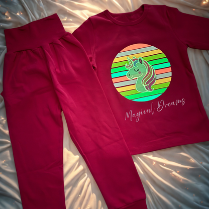 ✨Glow-in-the-Dark Schlafanzug – Magical Dreams Einhorn | Leuchtet im Dunkeln | 2-teiliges Set | Kinder Pyjama🩷🦄