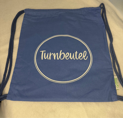 Bio-Baumwolltasche, nachhaltiger Turnbeutel in blau "Turnbeutel"