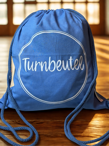 Bio-Baumwolltasche, nachhaltiger Turnbeutel in blau "Turnbeutel"