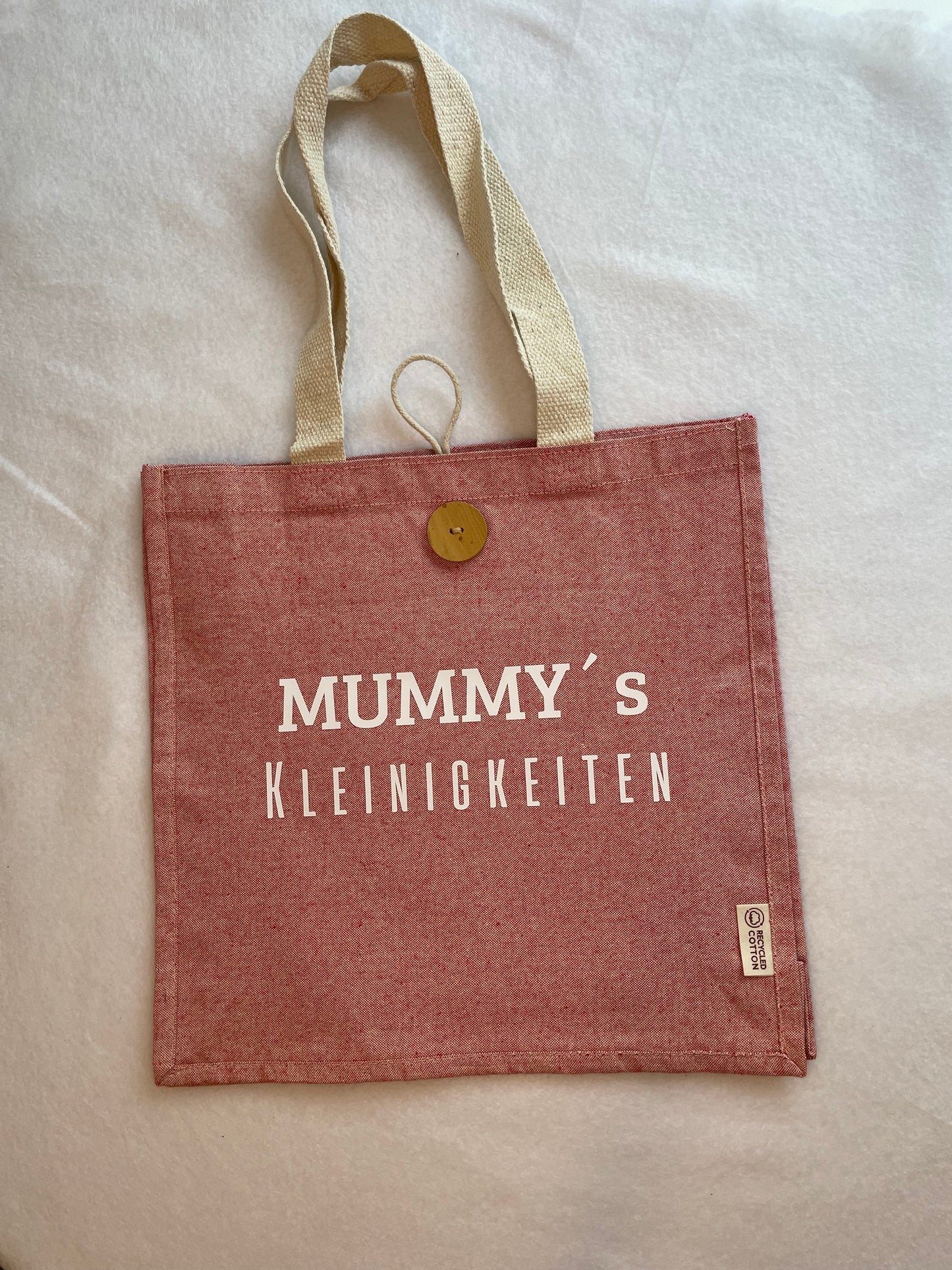Nachhaltige Baumwolltasche mit Holzknopf "Mummy’s Kleinigkeiten"