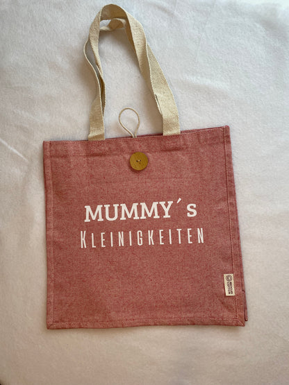 Nachhaltige Baumwolltasche mit Holzknopf "Mummy’s Kleinigkeiten"