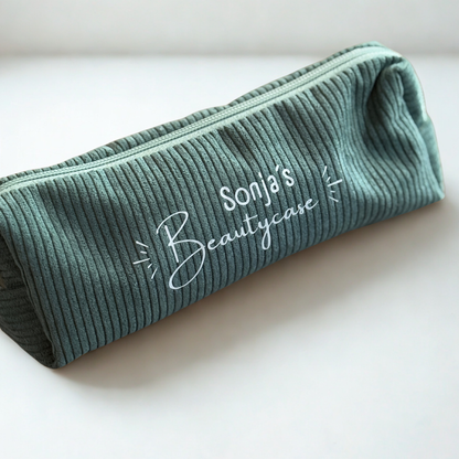 Personalisierte Cord-Kosmetiktasche | Beautycase mit Wunschname | 5 Farben