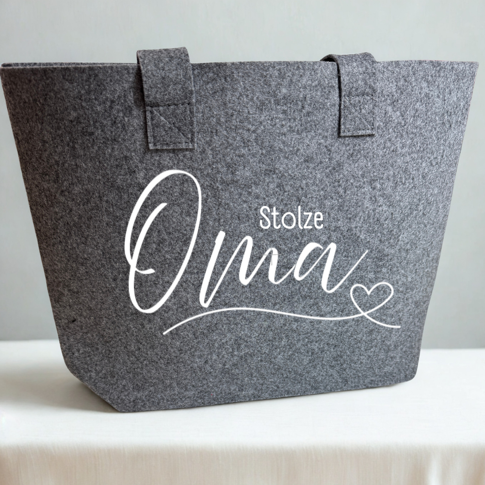 Nachhaltige Filztasche „Stolze Oma“ | optional mit Jahreszahl | Geschenk