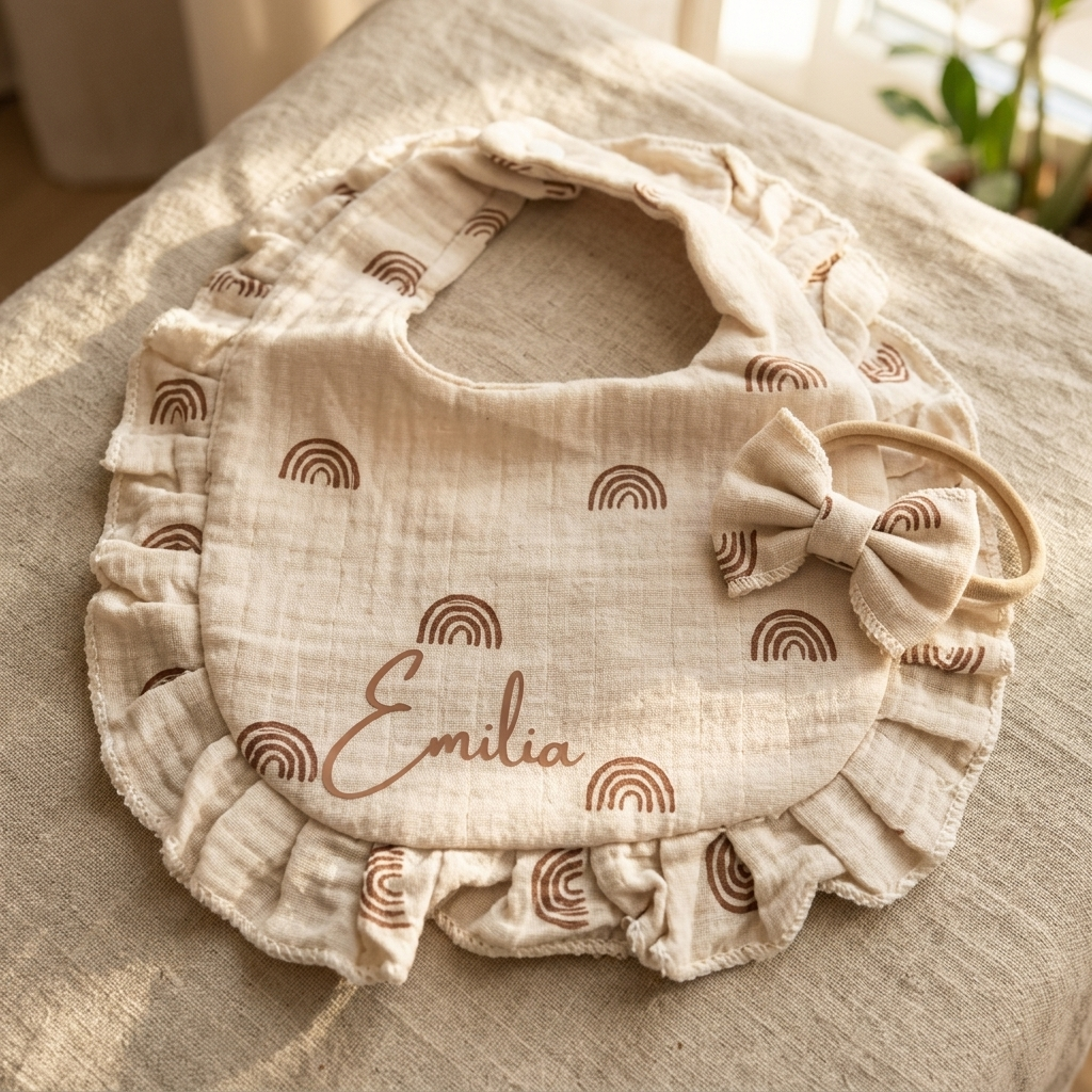 Personalisiertes Baby Latz-Set mit Haarband