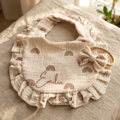 Personalisiertes Baby Latz-Set mit Haarband