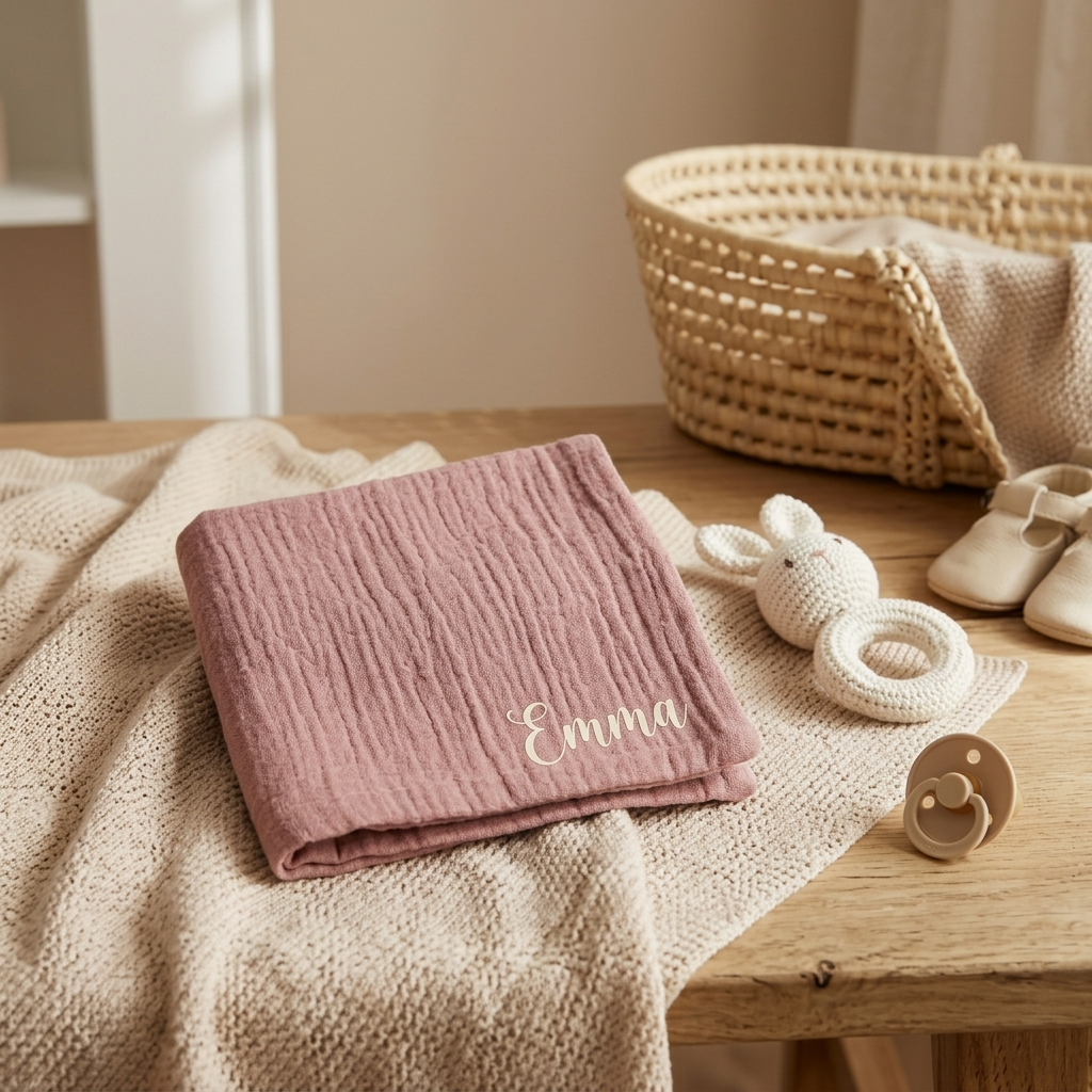 Personalisiertes Musselin Baby Waschtuch mit Namen