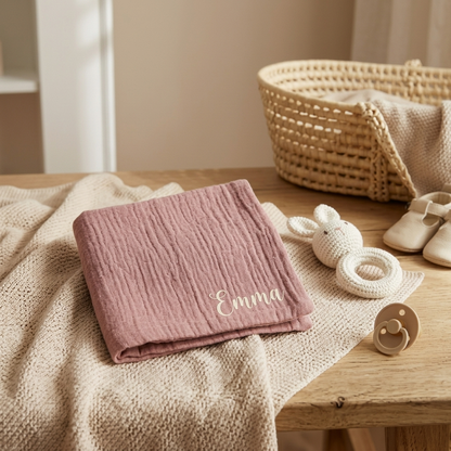 Personalisiertes Musselin Baby Waschtuch mit Namen