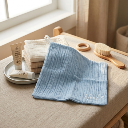 Personalisiertes Musselin Baby Waschtuch mit Namen